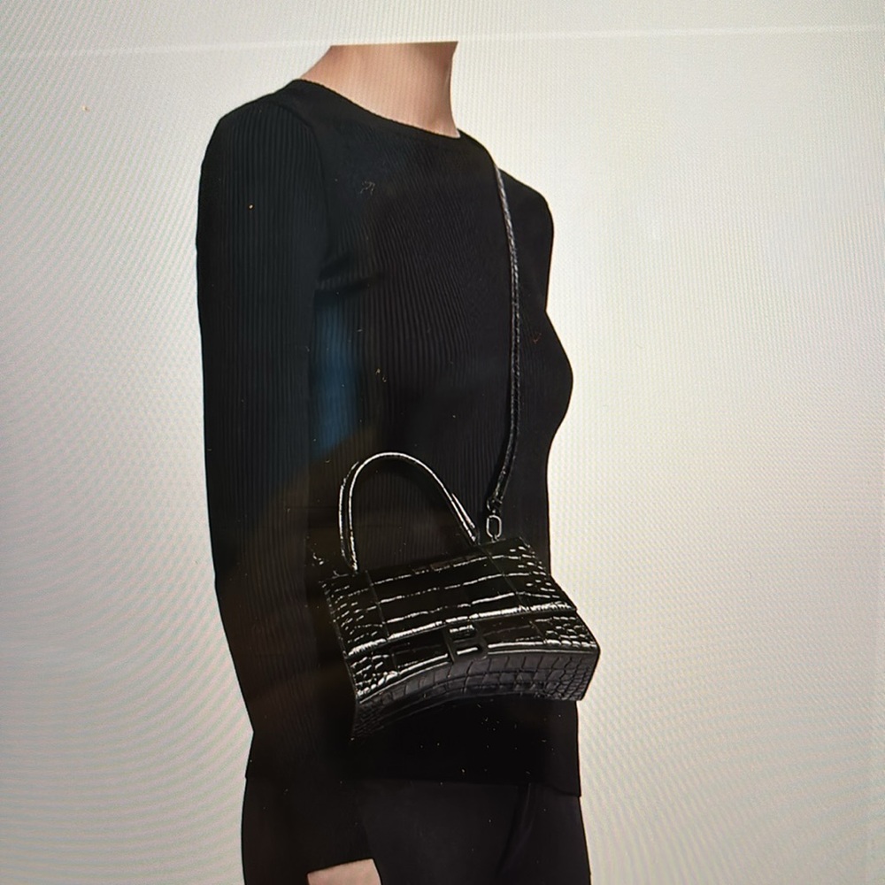 Balenciaga Hourglass XS Black Croc-Embossed Calfskin - Picture 14 of 14